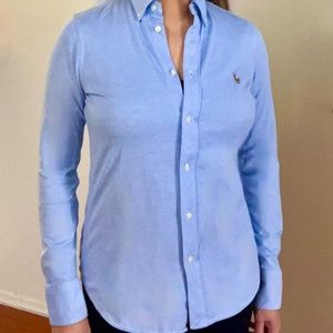Ralph Lauren Slim Fit Knit Cotton Oxford Medium Shirt for Women
